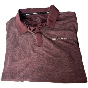 Nike Dri-Fit Long Sleeve Golf Polo Blue The Players Burgundy Stretch Size Large‎